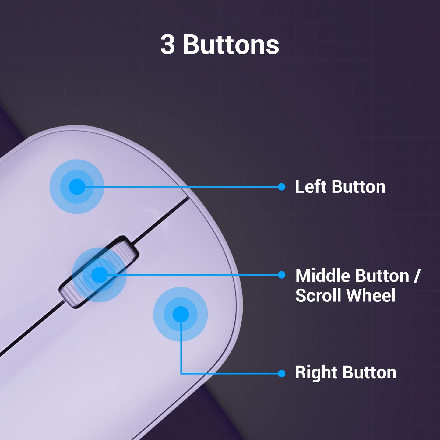 ZEBRONICS Pulse Wireless Mouse, Multi Connectivity, Dual Bluetooth, for Mac, Laptop, Computer, Tablet, 2.4GHz, 1200 DPI, Comfortable & Lightweight (Lavender)