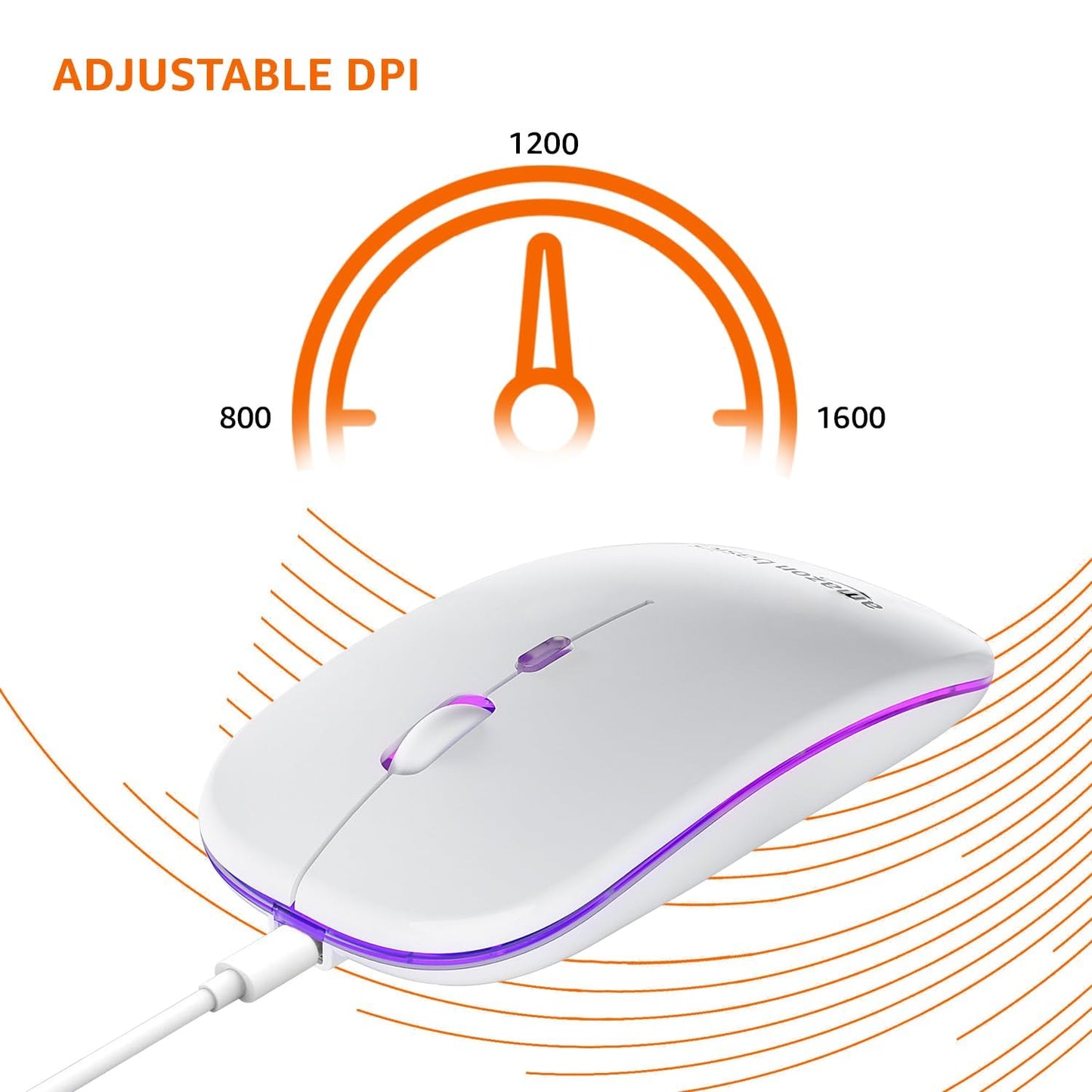 amazon basics Rechargeable Wireless Mouse with RGB LED Backlit 1600 DPI Ergonomic Mouse for Laptop, PC