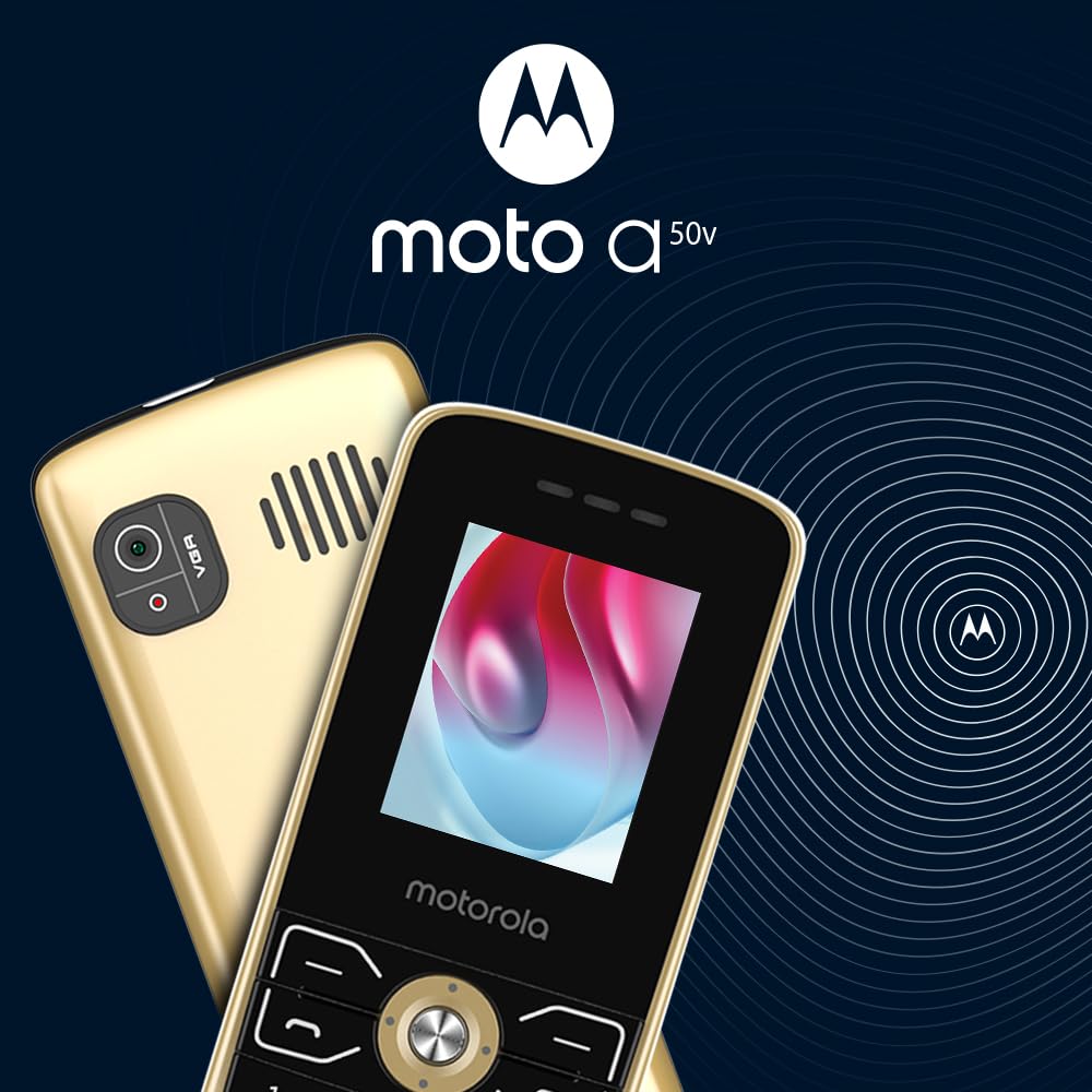 Motorola All-New A50 Dual Sim keypad Phone (with Voice Feature) | 1750 mAh Powerful Battery | 2 Years Replacement Warrenty| Rear Camera (Gold)