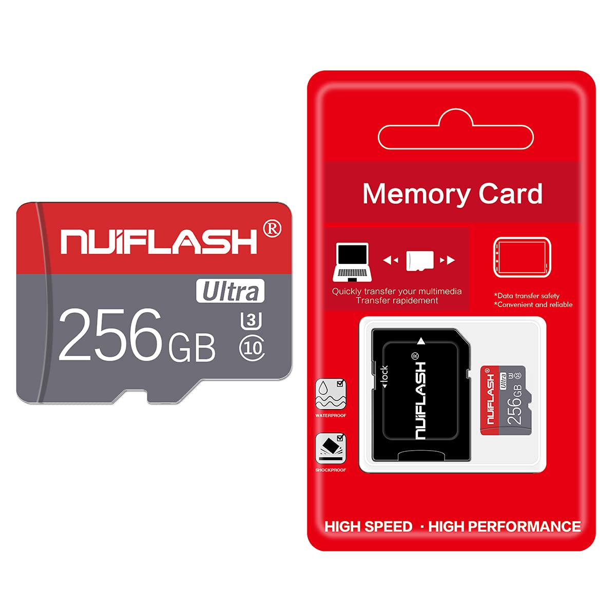 256GB Micro SD Card High Speed Micro SD Memory Cards 256GB Mini SD Class 10 for Cellphones,Tablet and with SD Card Adapter for Camera,Laptop