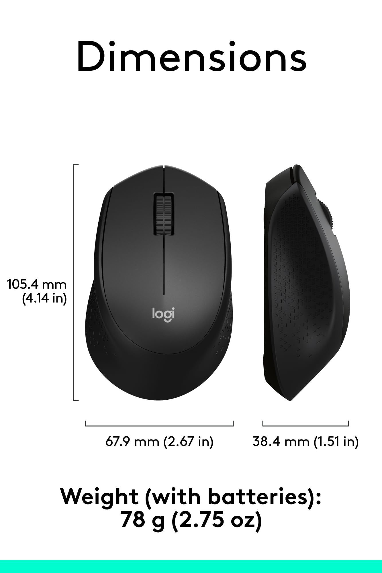 Logitech M331 Silent Plus Wireless Mouse, 2.4GHz with USB Nano Receiver, 1000 DPI Optical Tracking, 3 Buttons, 24 Month Life Battery, PC/Mac/Laptop - Black