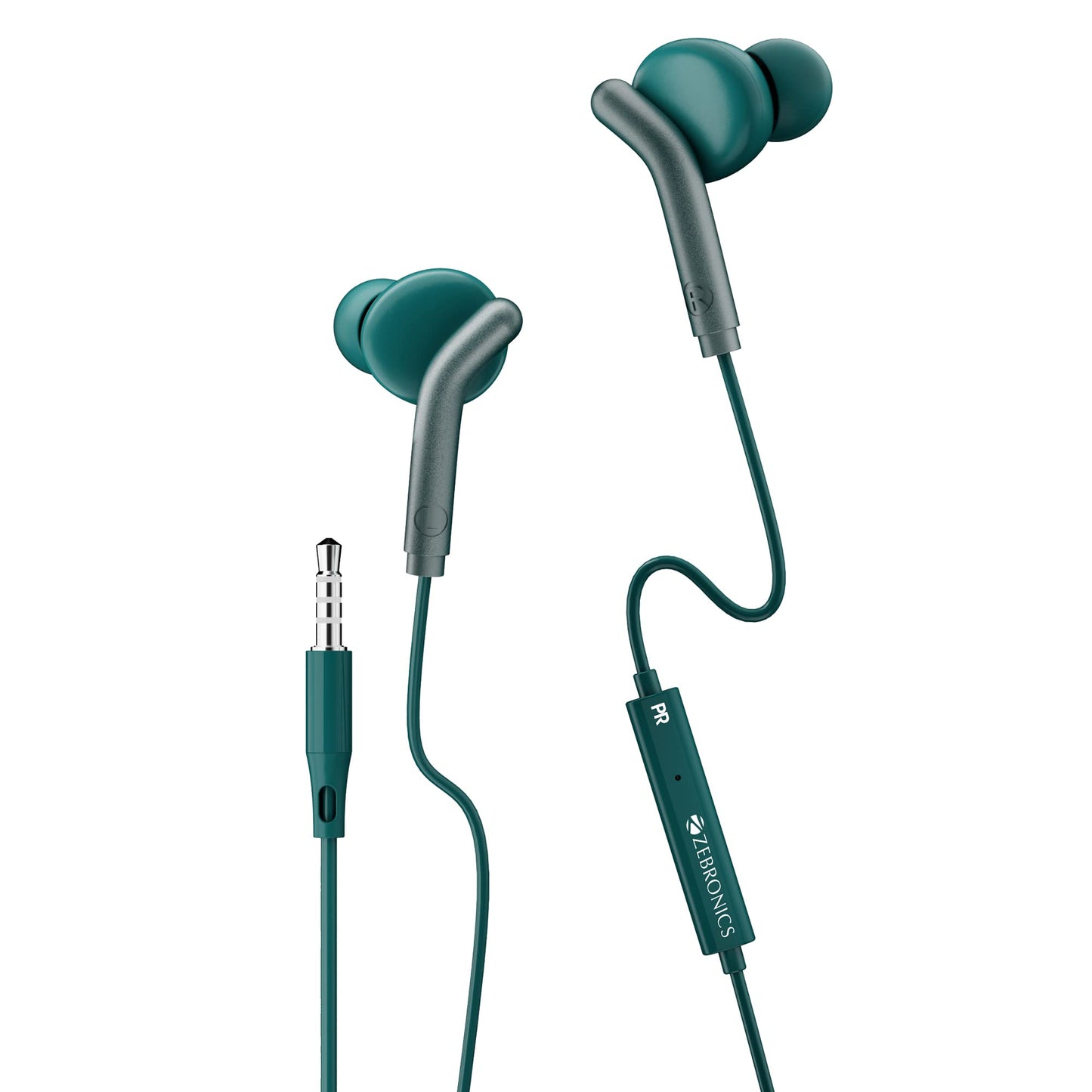 ZEBRONICS Zeb-Bro in Ear Wired Earphones with Mic, 3.5mm Audio Jack, 10mm Drivers, Phone/Tablet Compatible(Blue) (Green)