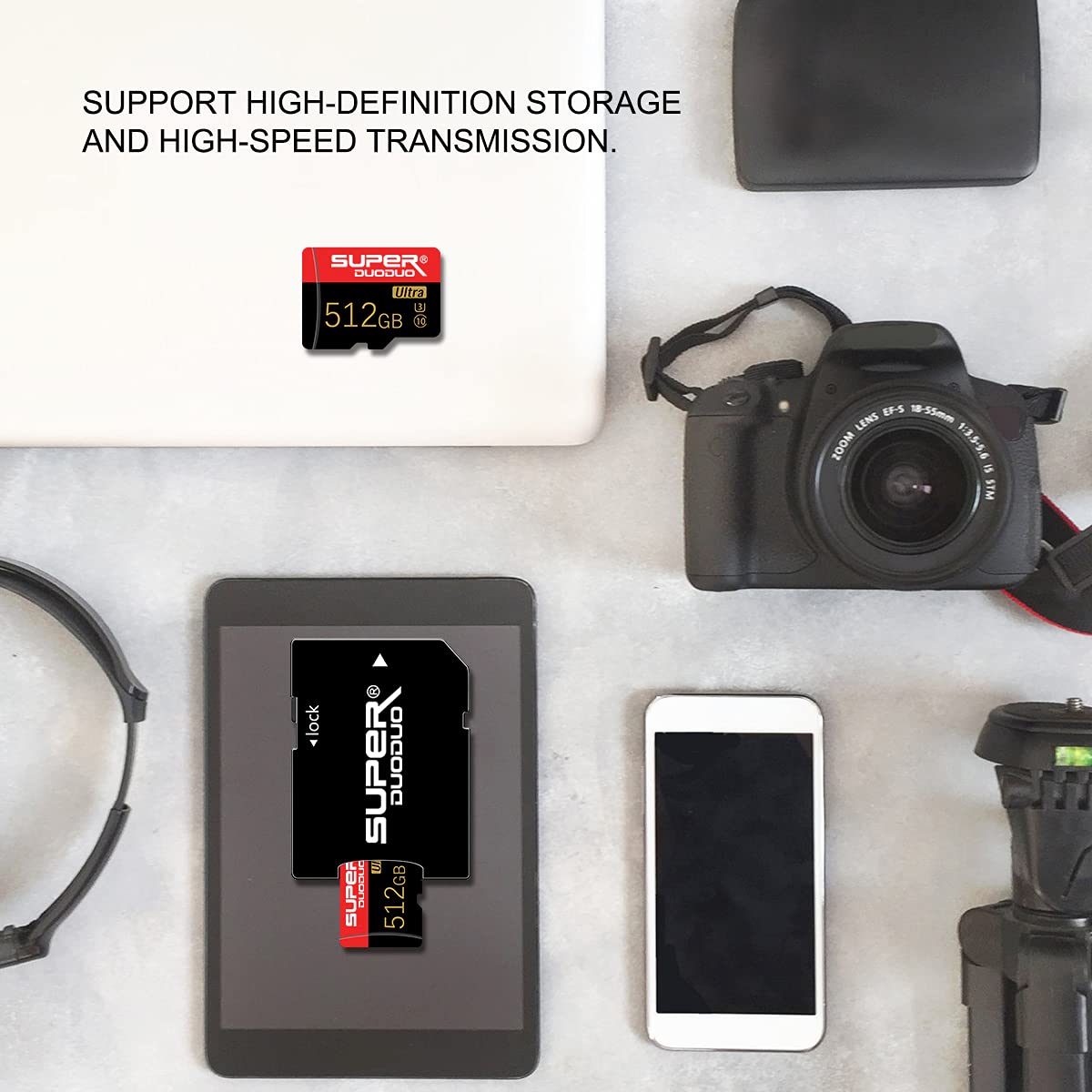 Micro SD Memory Cards 512GB Micro SD Card with Adapter High Speed Mini SD Card 512GB TF Card Class 10