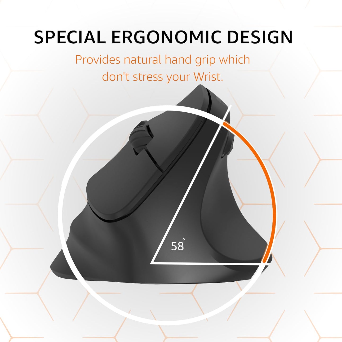 amazon basics Pro Series 2.4G Wireless Ergonomic Mouse for PC, Mac, Laptop | Dual Modes | 3 Adjustable DPI Settings Up to 2400 | Shortcut Buttons | Connects up to 3 Devices (Black)