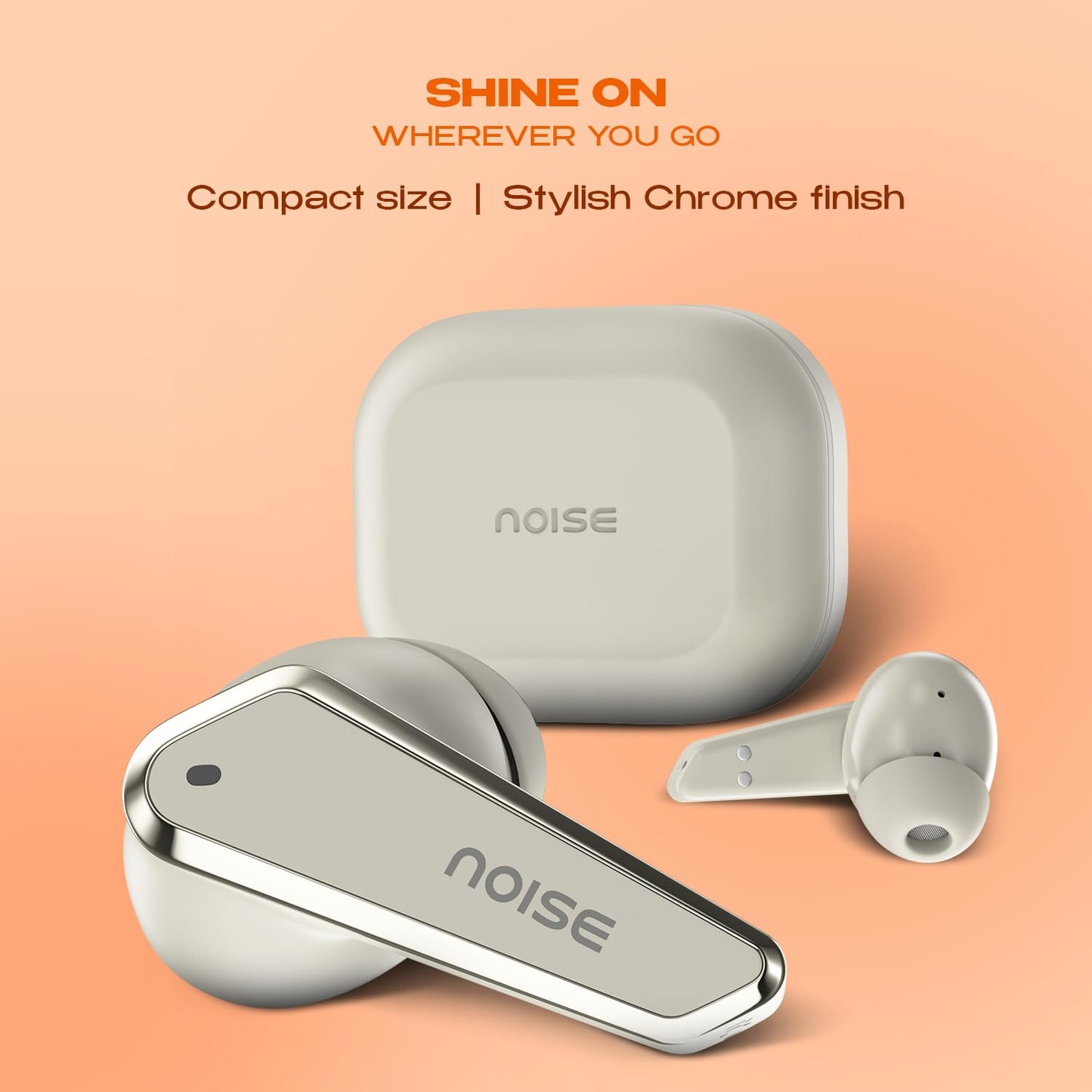 Noise Buds N1 in-Ear Truly Wireless Earbuds with Chrome Finish, 40H of Playtime, Quad Mic with ENC, Ultra Low Latency(up to 40 ms), Instacharge(10 min=120 min), BT v5.3(Calm Beige)