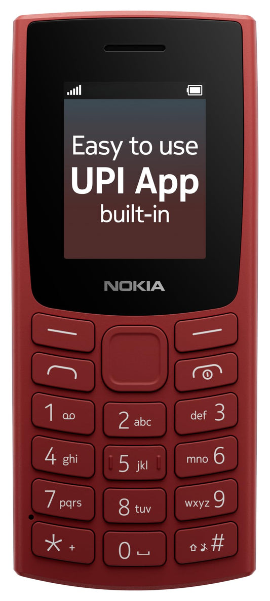 Nokia All-New 105 Single Sim Keypad Phone with Built-in UPI Payments, Long-Lasting Battery, Wireless FM Radio | Red