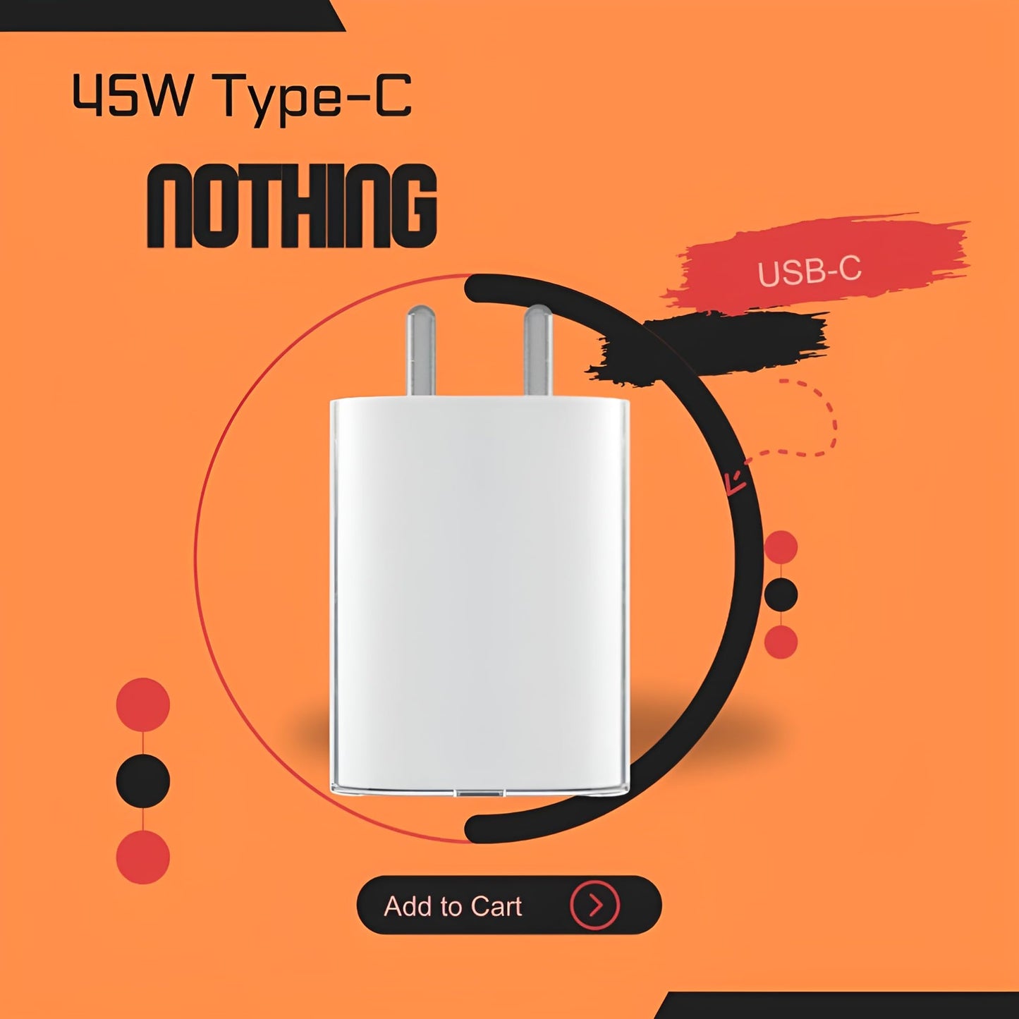 Nothing 45W Type C Charger for Phone 2A Plus, Phone 2A, Phone 2, CMF Phone 1, 45 w USBC Rapidly Fast Charging Adapter with PPS/PD | Quick Charge Adaptor Universal USB C Compatibility 45 watt, White