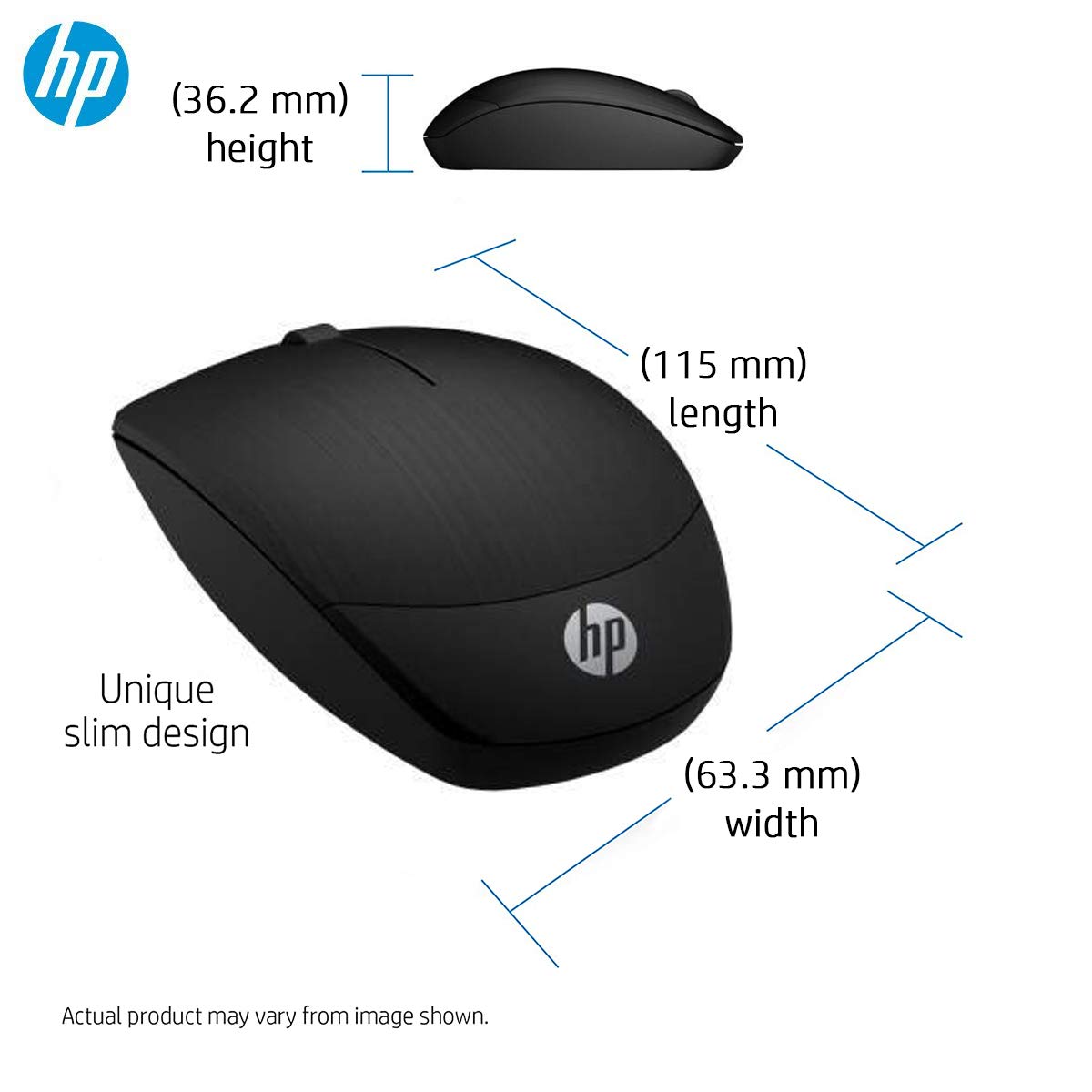 HP Battery_King X200 Wireless Mouse with 2.4 Ghz Wireless Connectivity, Adjustable Dpi Up to 1600, Ambidextrous Design, and 18-Month Long Battery Life. 3-Years Warranty (6Vy95Aa)