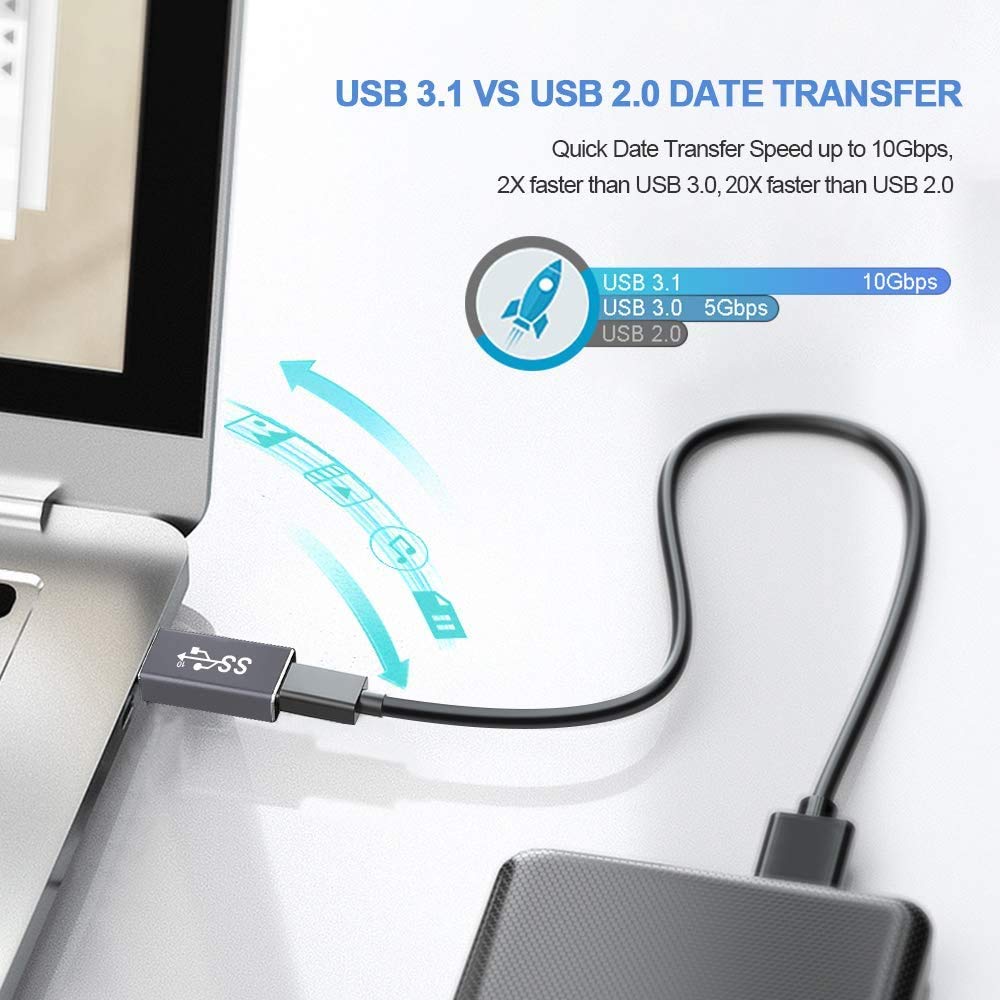 rts [10Gbps] USB C Female to USB 3.0 Male USB 3.1 Gen A to Type C Adapter Cable Connector for Super Speed Data Sync iPhone 11 12 13/13 Mini/13 Pro/13 Type-C Earphone Mini Pro Max XR SE,iPad 8 8th Generation, Samsung Galaxy S21 21 Plus Ultra Compatible wit