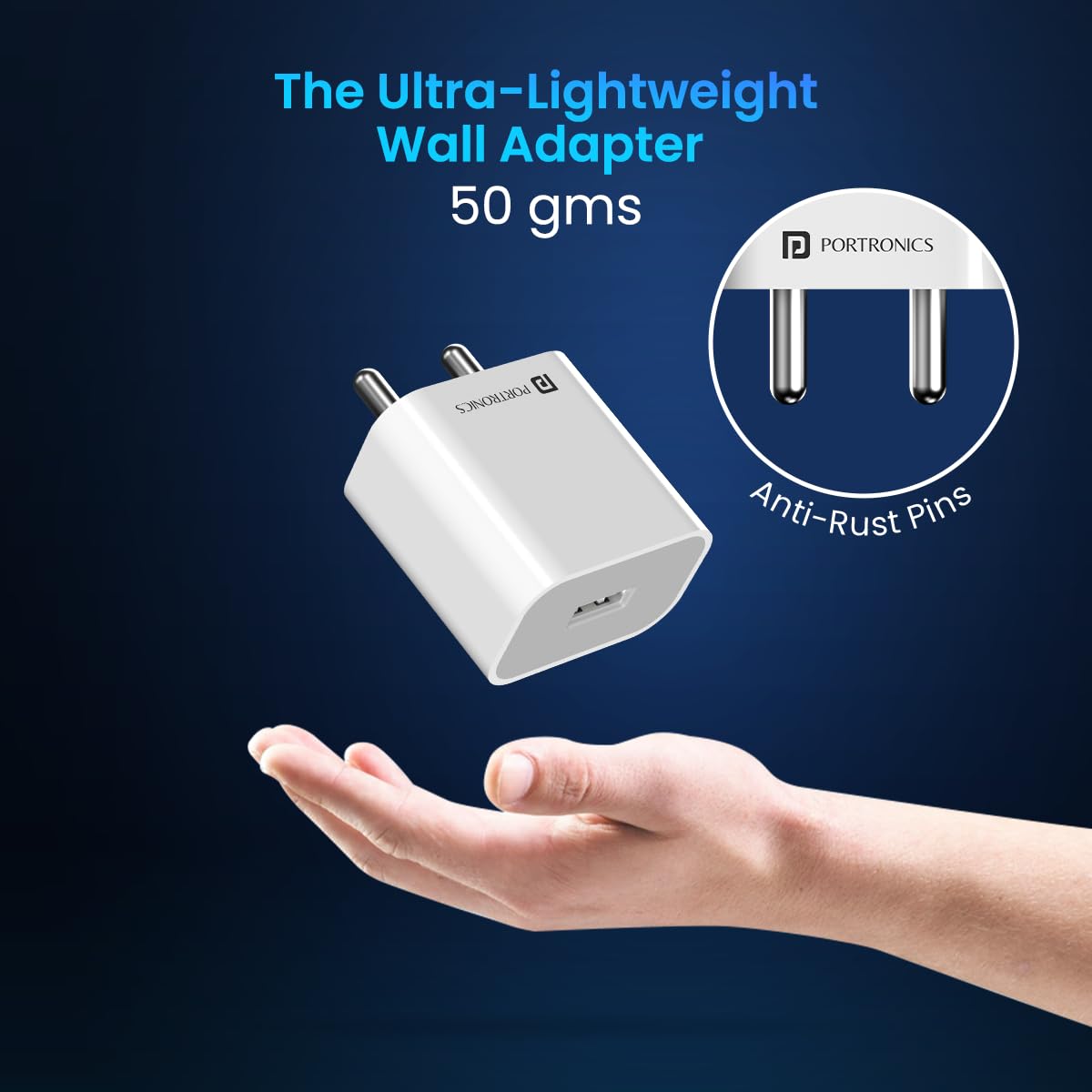 Portronics Adapto 12 2.4A 12W Fast Wall Charger for iPhone 11/Xs/XS Max/XR/X/8/7/6/Plus, iPad Pro/Air 2/Mini 3/Mini 4, Samsung S4/S5, and More(White)