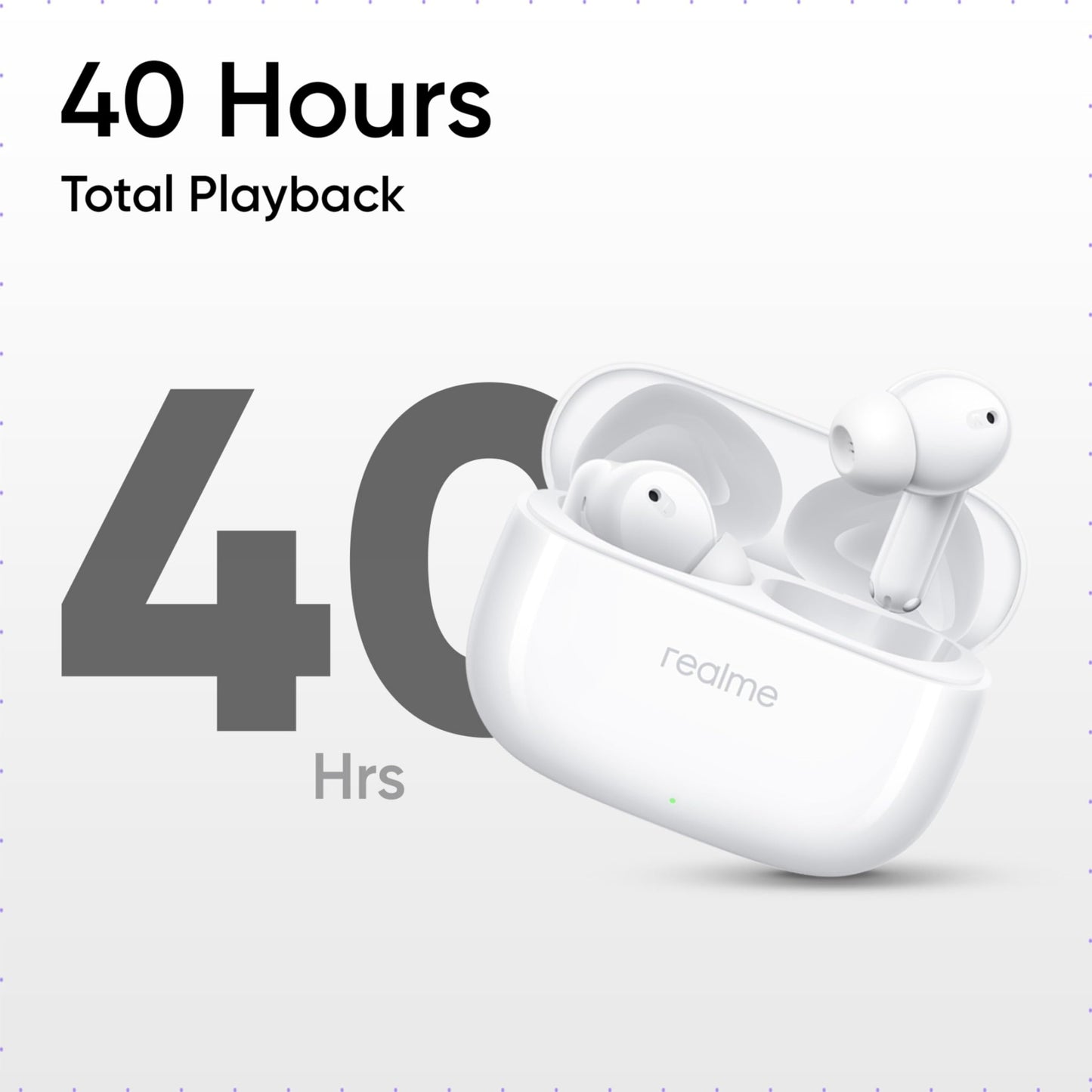 realme Buds T310 Truly Wireless in-Ear Earbuds with 46dB Hybrid ANC, 360° Spatial Audio, 12.4mm Dynamic Bass Driver, Upto 40Hrs Battery and Fast Charging (Agile White)