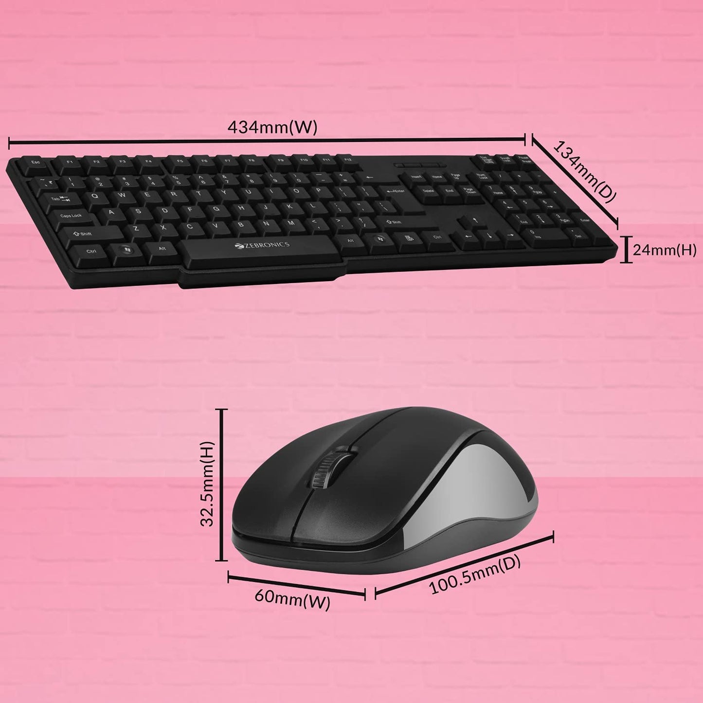 Zebronics Zeb-Companion 107 USB Wireless Keyboard and Mouse Set with Nano Receiver (Black)