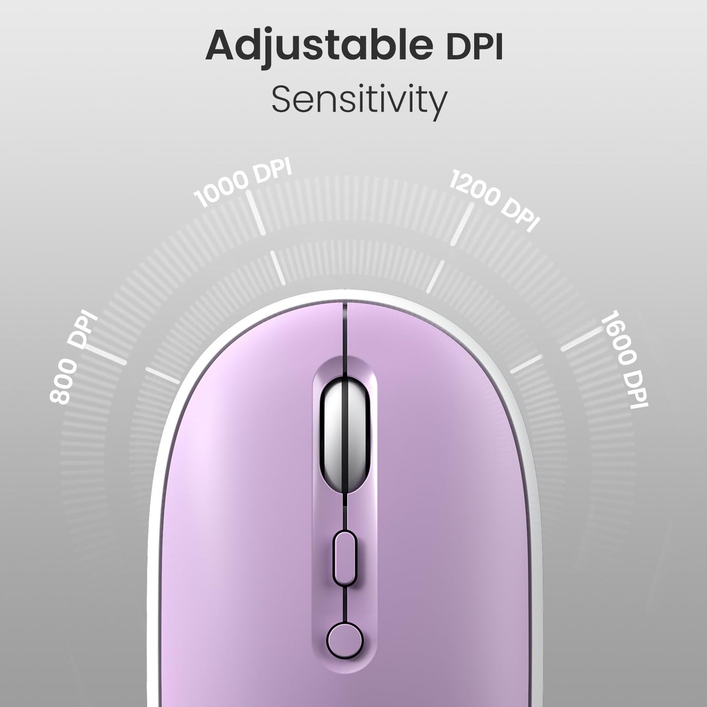 Portronics Toad II Bluetooth Mouse, with Bluetooth 5.0 & 2.4 Ghz Dual Wireless Connectivity, Rechargeable Battery, Adjustable DPI up to 1600 Compatible with Laptop, MacBook, PC (Purple)