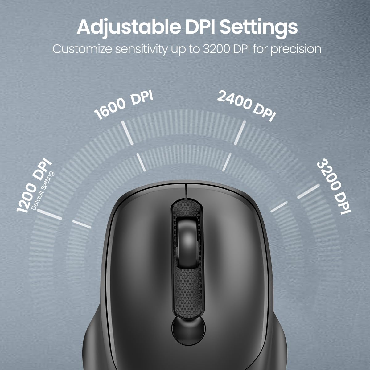 Portronics Toad 7 Wireless Mouse, Bluetooth 5.3V & 2.4 GHz Wireless, Adjust Sensitivity Upto 3200 DPI, Rechargeable Built in Battery(Black)