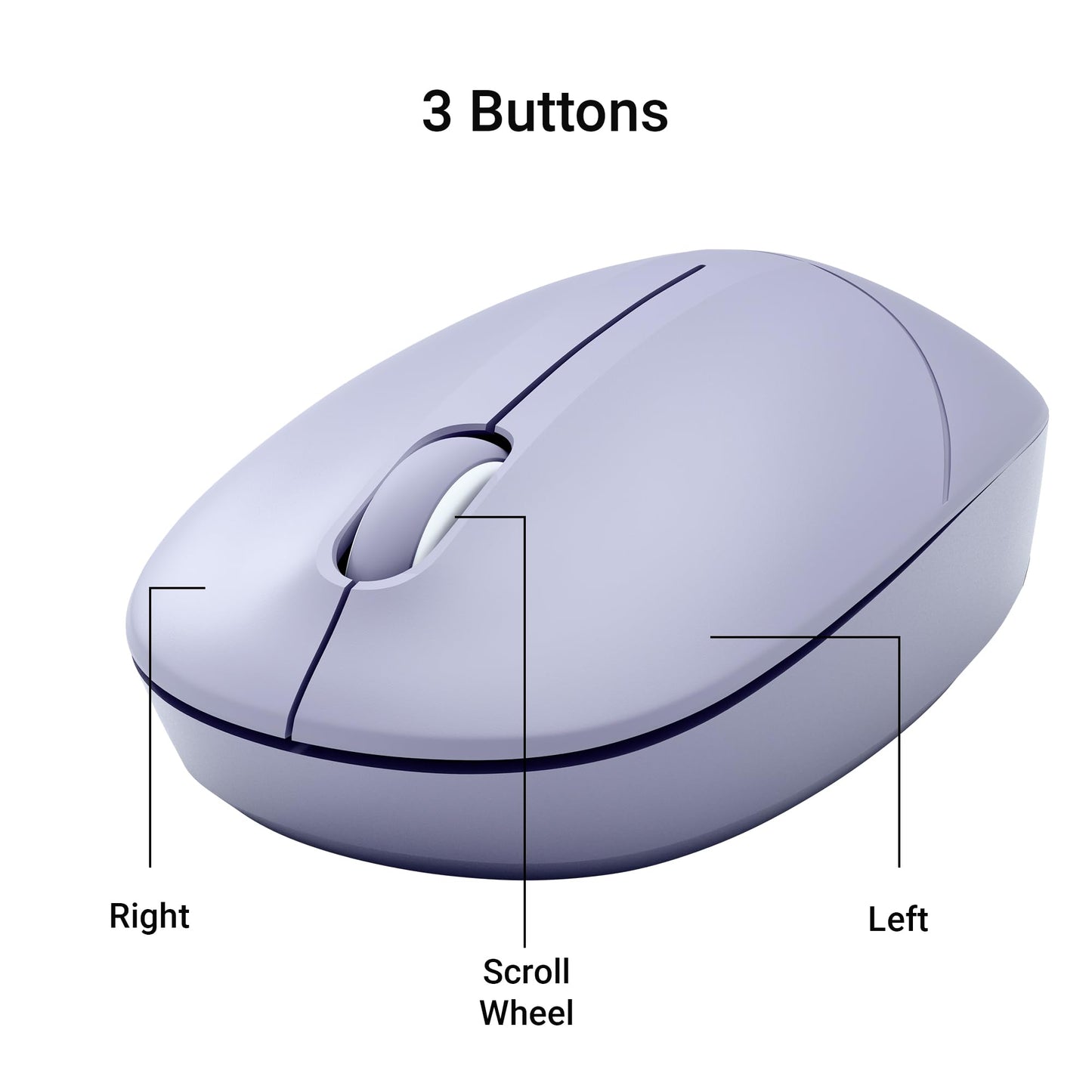 ZEBRONICS Panther 2.4GHz Wireless Mouse, 1600 DPI, Silent Operation, High Precision, 3 Buttons, Power Saving Mode, Comfortable & Ergonomic Design, for Mac | Laptop | Computer (Purple)