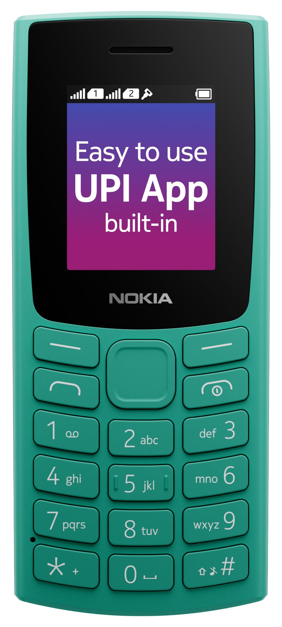 Nokia 106 Single Sim, Keypad Phone with Built-in UPI Payments App, Long-Lasting Battery, Wireless FM Radio & MP3 Player, and MicroSD Card Slot | Green