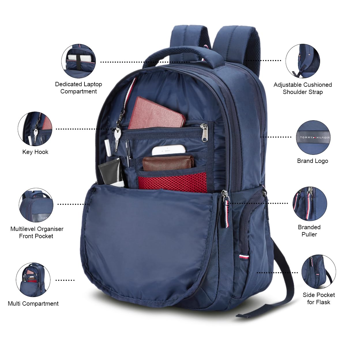 Tommy Hilfiger Joshua 21 Ltrs Navy Laptop Backpack (TH/JOSHUALAP08)