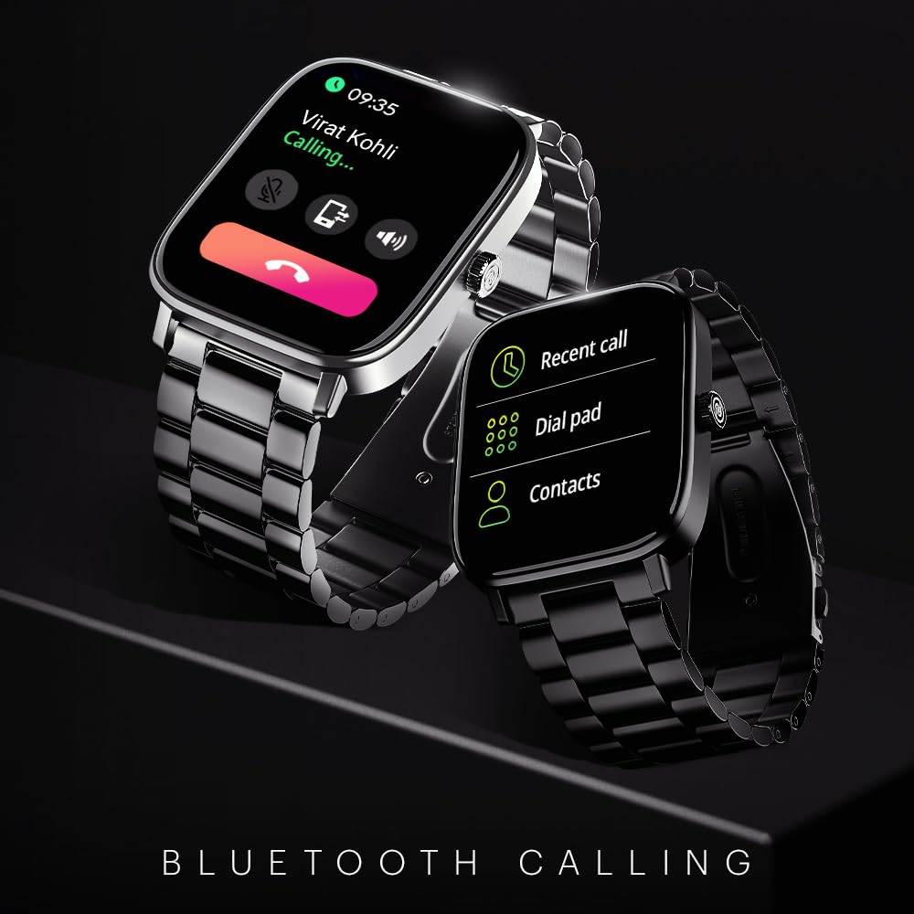 Noise Quad Call 1.81" Display, Bluetooth Calling Smart Watch, AI Voice Assistance, 160+Hrs Battery Life, Metallic Build, in-Built Games, 100 Sports Modes, 100+ Watch Faces (Elite Silver)