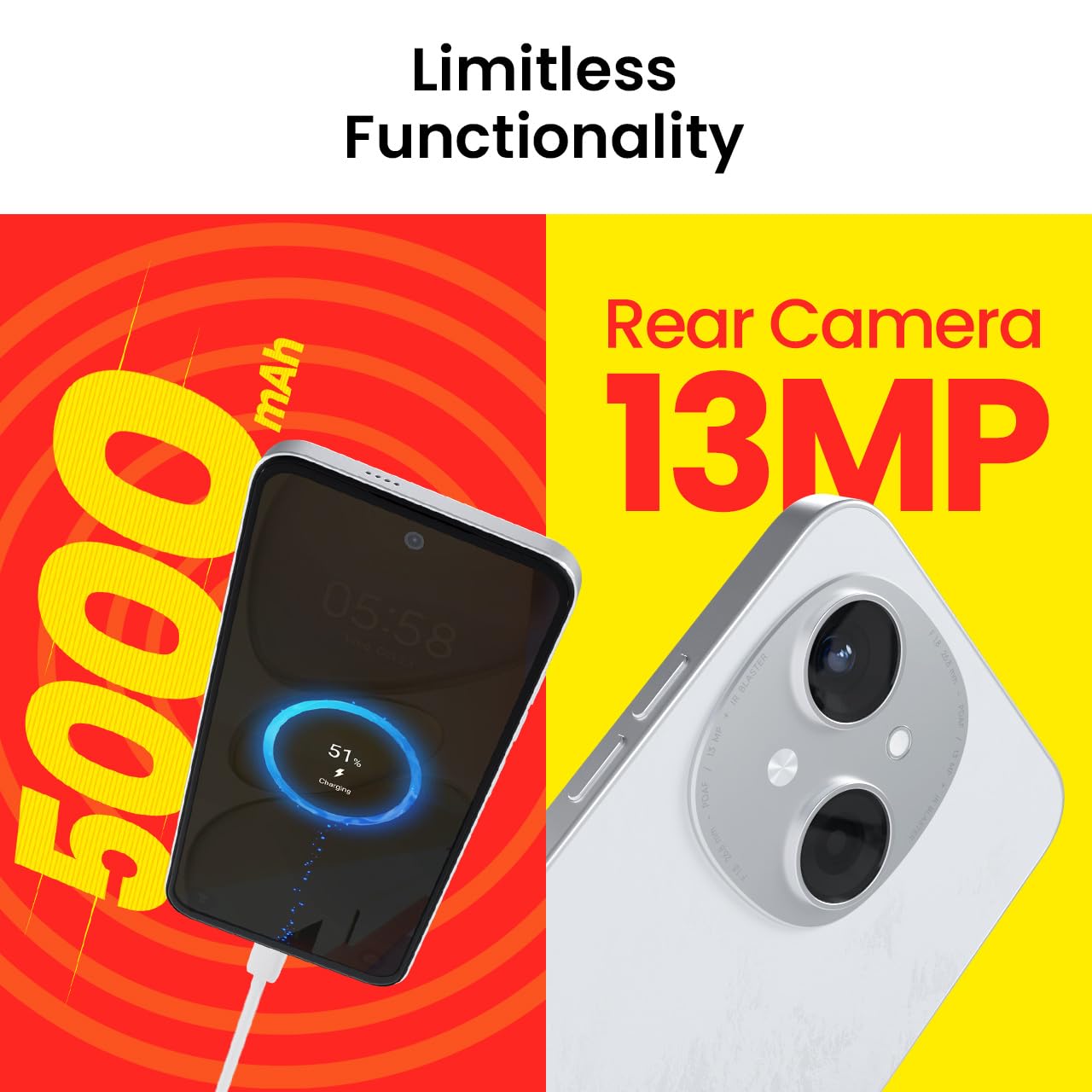 TECNO POP 9 (Glittery White, 3GB+64GB) |India's 1st Mediatek G50 | IP54 Rated | IR Remote | Dual Speaker with DTS | 36 Month Lag Free Fluency | 15W Fast Charging Support | 5000 mAh Battery