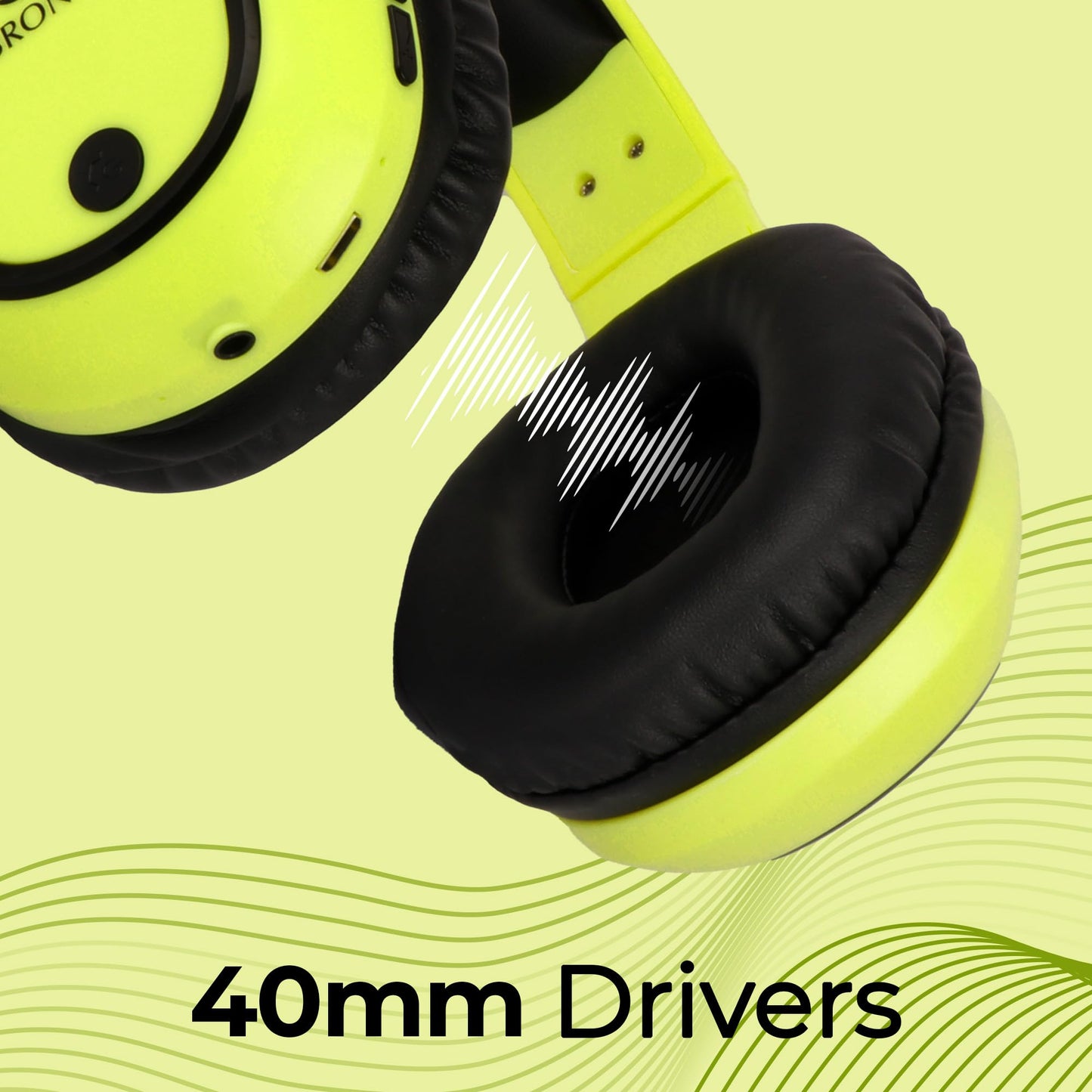 ZEBRONICS Thunder Bluetooth Wireless On Ear Headphone FM, mSD, 60hrs Playback with Mic (Neon Yellow)