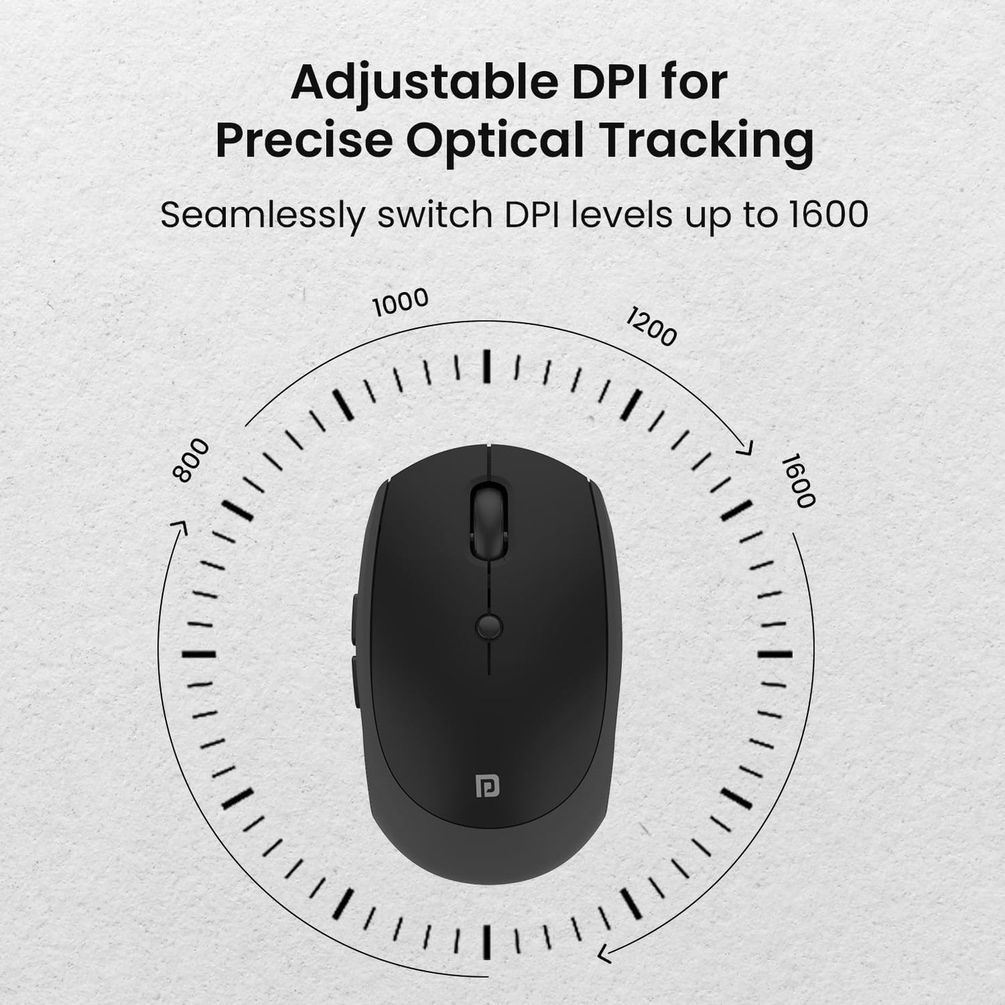 Portronics Toad III Wireless Mouse with Bluetooth & 2.4 GHz Dual Connectivity, Rechargeable, 6 Buttons, Adjustable DPI, Silicon Grip & Ergonomic Design for PC, Laptop, Mac (Black)