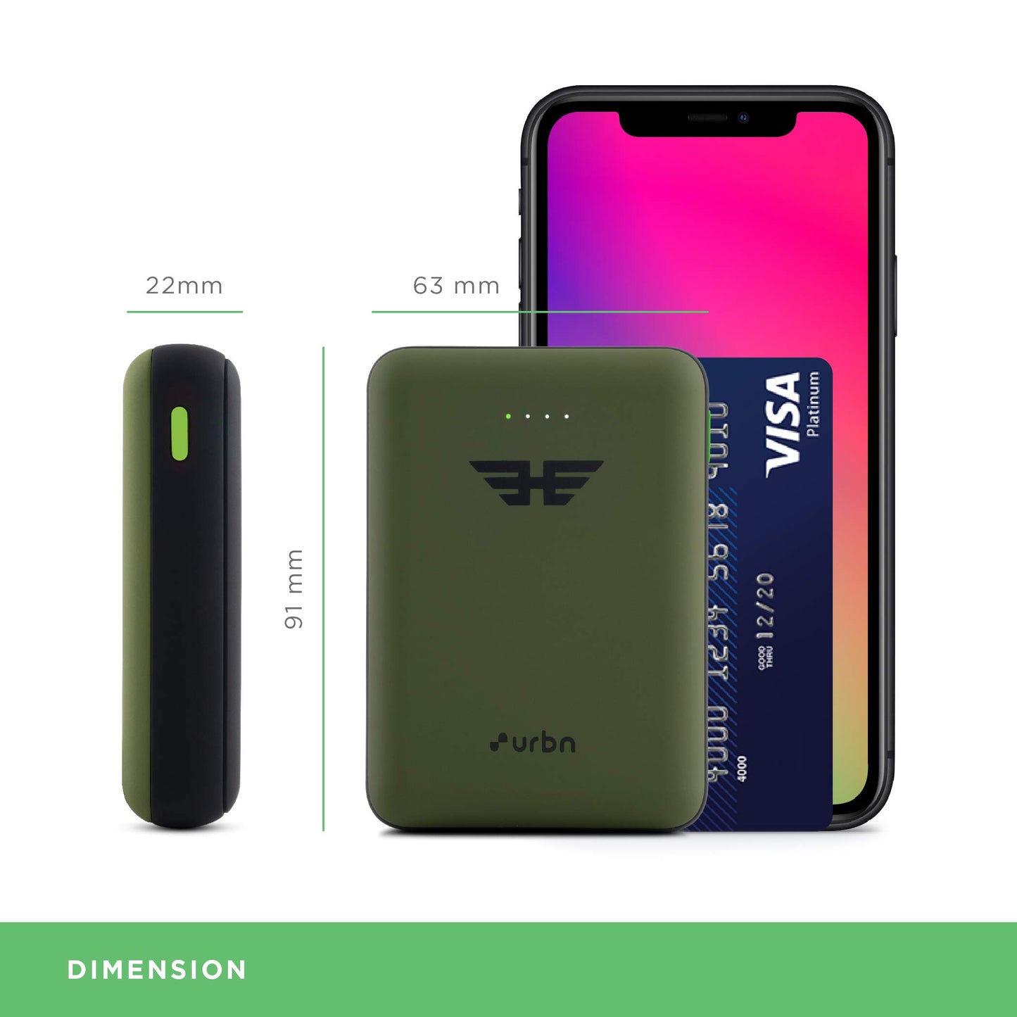 URBN 10000 mAh Ultra Compact 22.5W Super Fast Charging Pocket Power Bank with Quick Charge & Power Delivery, Type C Input/Output, Made in India, Type C Cable Included (Camo)