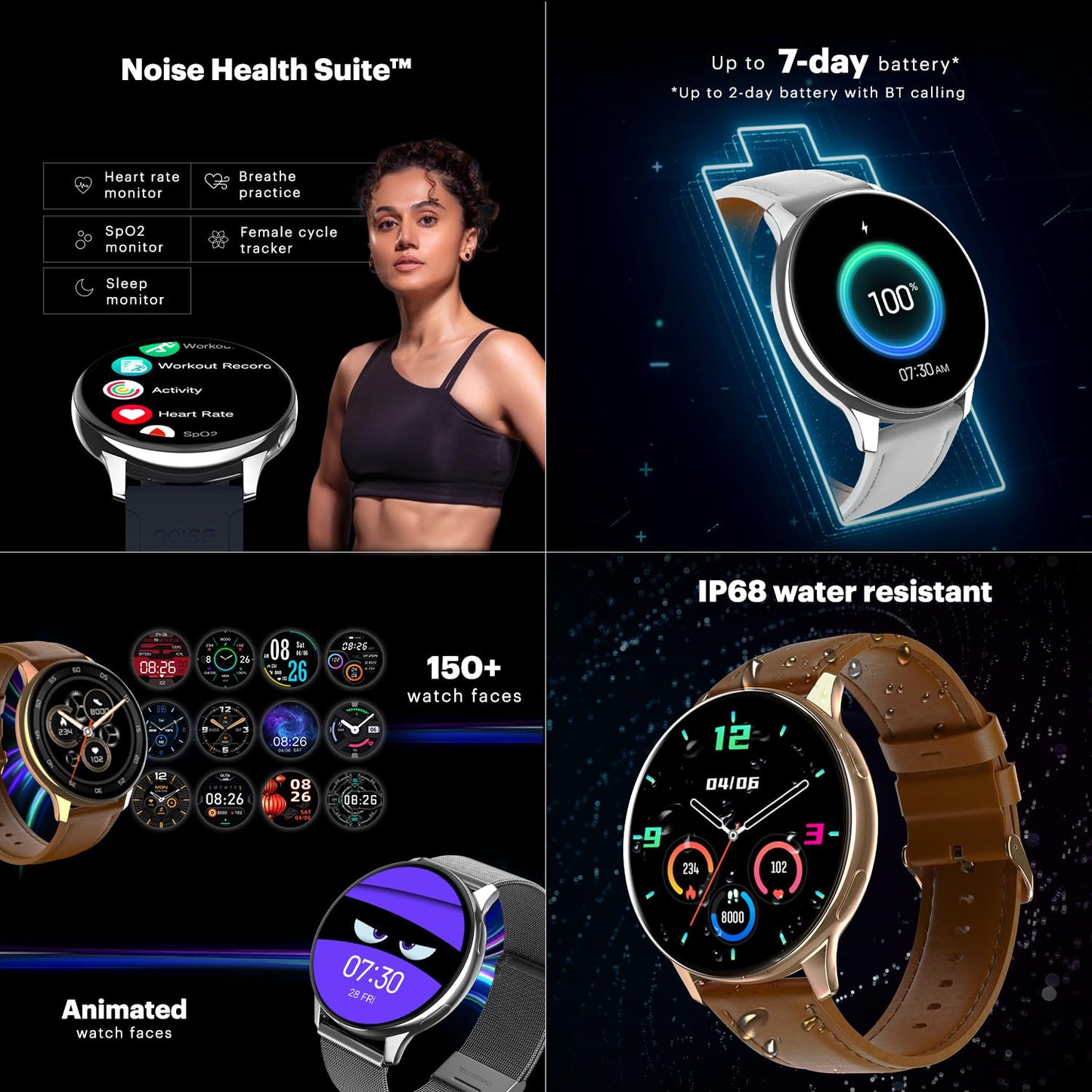 Noise Vortex Plus 1.46 AMOLED Display, AoD, BT Calling, Sleek Metal Finish, 7 Days Battery Life, All New OS with 100+ Watch Faces & Health Suite (Jet Black)