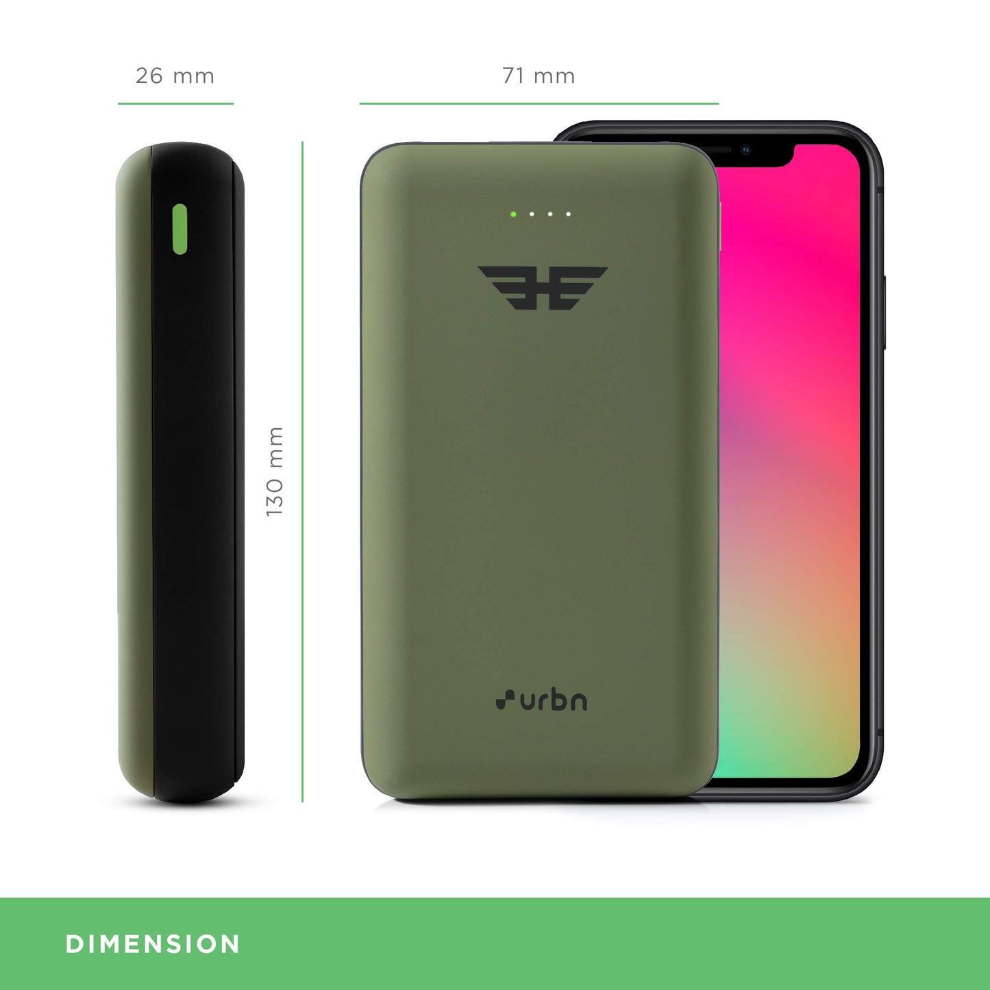 URBN 20000 mAh Lithium_Polymer 22.5W Super Fast Charging Ultra Compact Power Bank with Quick Charge & Power Delivery, Type C Input/Output, Made in India, Type C Cable Included (Camo)