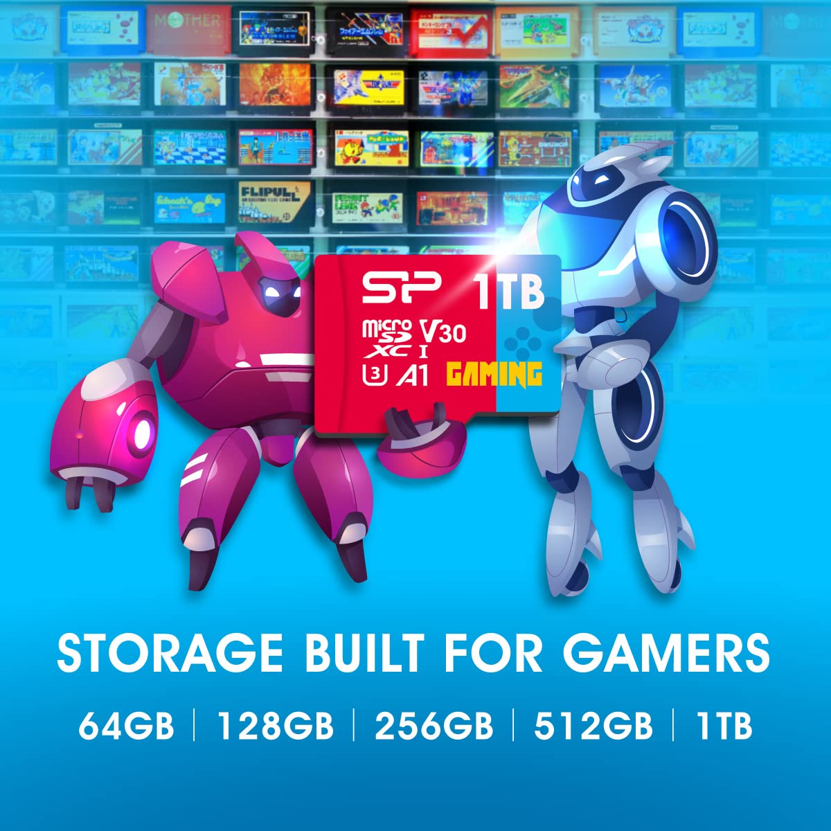 Silicon Power 128GB Gaming microSDXC UHS-I Micro SD Card with Adapter, Optimized for Mobile Games Apps Nintendo-Switch, Class 10 U3 V30 A1 MicroSD Memory Card, Superior Gaming Series