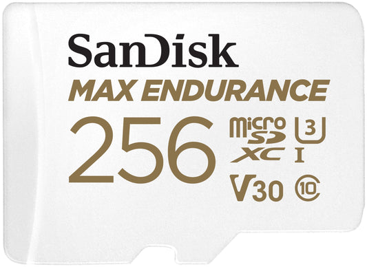 SanDisk 256GB MAX Endurance microSDHC™ Card with Adapter for 4K Video on Dashcams and Video Surveillance Cameras