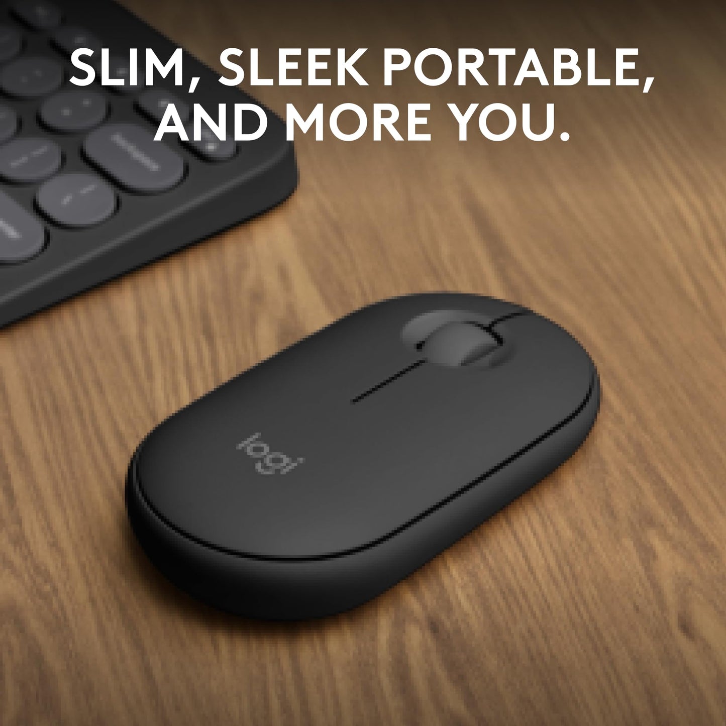 Logitech Pebble Mouse 2 M350s Slim Bluetooth Wireless Mouse, Portable, Lightweight, Customisable Button, Quiet Clicks, Easy-Switch for Windows, macOS, iPadOS, Android, Chrome OS - Tonal Graphite