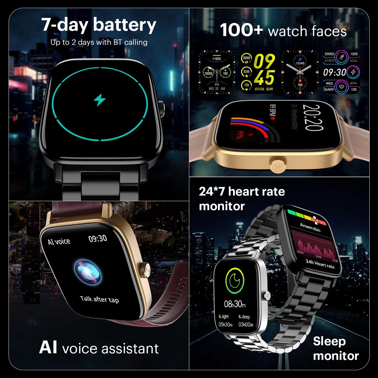 Noise Quad Call 1.81" Display, Bluetooth Calling Smart Watch, AI Voice Assistance, 160+Hrs Battery Life, Metallic Build, in-Built Games, 100 Sports Modes, 100+ Watch Faces (Elite Gold)