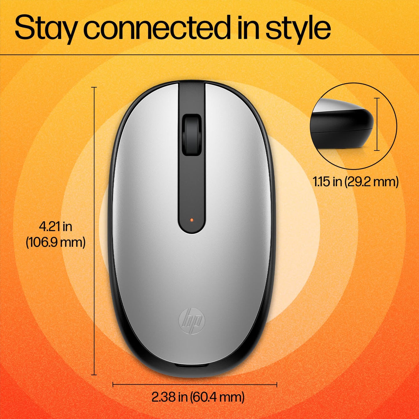 HP 240 Bluetooth Mouse/Ambidextrous; Compact Size; Portable Mouse/Red Optical Tracking/1600 dpi/3 Years Warranty/Pike Silver (43N04AA)