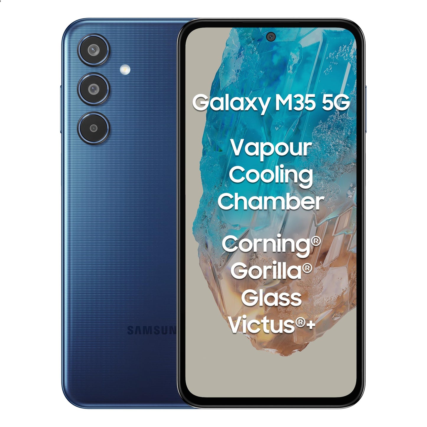 Samsung Galaxy M35 5G (Moonlight Blue,8GB RAM,256GB Storage)| Corning Gorilla Glass Victus+| AnTuTu Score 595K+ | Vapour Cooling Chamber | 6000mAh Battery | 120Hz Super AMOLED Display| Without Charger