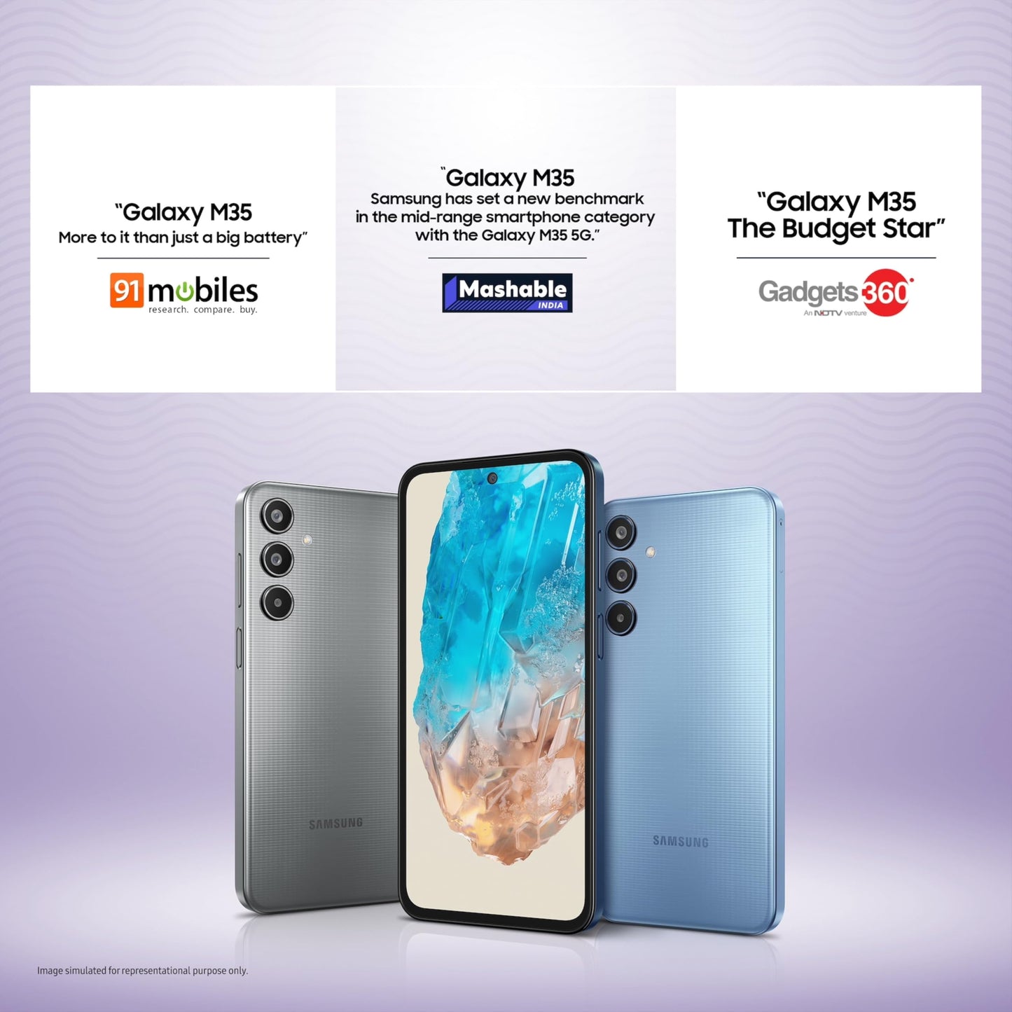 Samsung Galaxy M35 5G (Moonlight Blue,8GB RAM,256GB Storage)| Corning Gorilla Glass Victus+| AnTuTu Score 595K+ | Vapour Cooling Chamber | 6000mAh Battery | 120Hz Super AMOLED Display| Without Charger