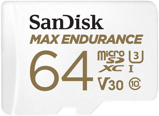 SanDisk 64GB MAX Endurance microSDHC™ Card with Adapter for 4K Video on Dashcams and Video Surveillance Cameras