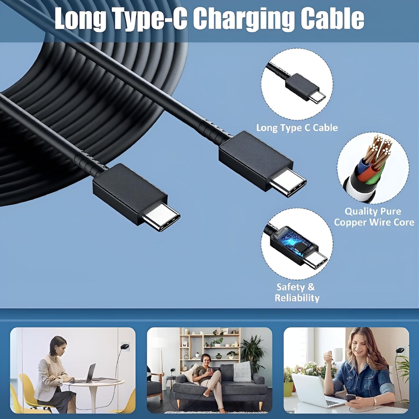 25W Type C to C Charger with 1M Cable for Samsung M35/A35, A15/M15/F15, M34/F34, A14/M14/F14, S21 Fe/S23 fe 5G/S24/S22, 25 w USBC Super Fast Charging Adapter USB C Quick Charger for Galaxy Tab, Black