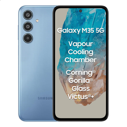 Samsung Galaxy M35 5G (Daybreak Blue,8GB RAM,256GB Storage)| Corning Gorilla Glass Victus+| AnTuTu Score 595K+ | Vapour Cooling Chamber | 6000mAh Battery | 120Hz Super AMOLED Display| Without Charger