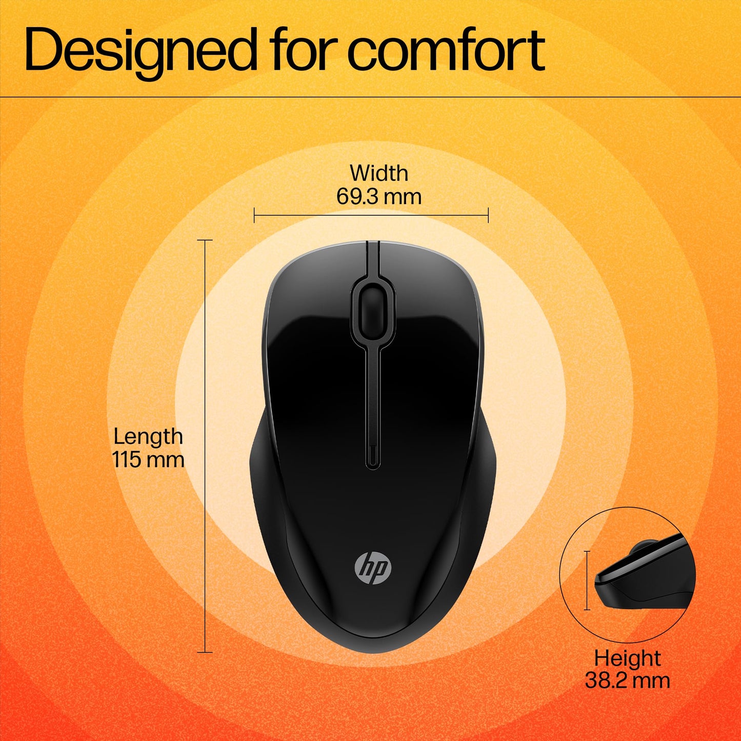 HP 250 Dual Mode Wireless Mouse (2.4GHz Wireless, Bluetooth/Multidevice,1 AA Battery Gives 12 Months Life, Upto 1600 DPI Wireless Optical Mouse) Matte Black